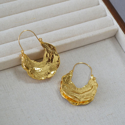 Irregular Fan-Shaped Gold Earrings - Zafari Studio Jewelry