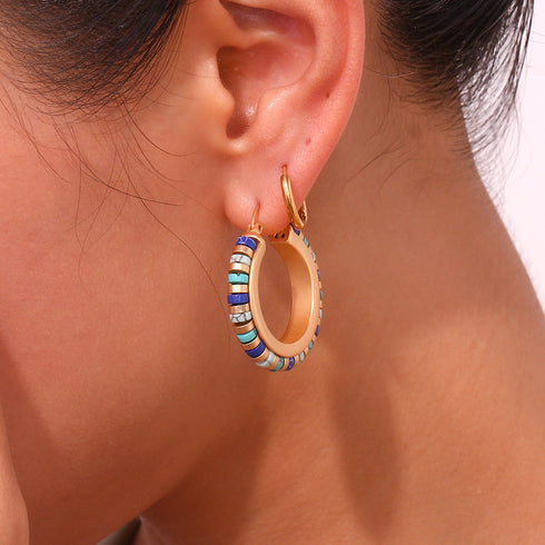 Gemstone Hoop Earrings - Zafari Studio Jewelry