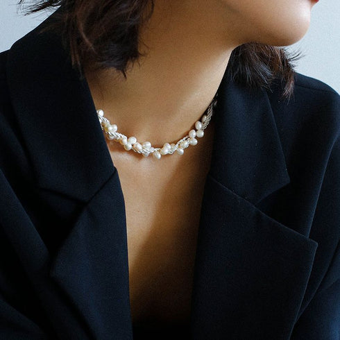 Twisted Freshwater Pearl Chain Necklace - Necklaces | ZAFARI Studio Jewelry