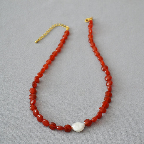Red Onyx with Baroque Necklace l Bracelet - Zafari Studio - Zafari Jewlery