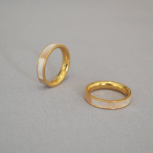 Morther Of Pearl Gold Rings - Zafari Studio Jewelry
