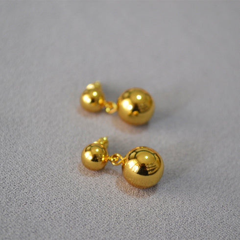 Dual Gold Balls Drop Earrings - Zafari Studio Jewelry