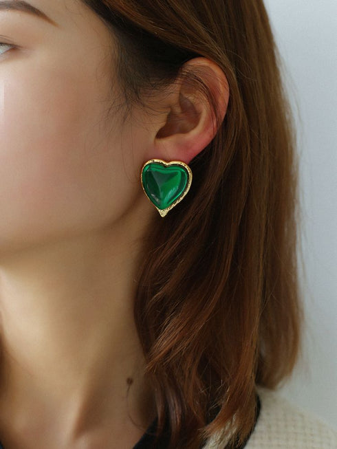 Crystal Heart Stud Earrings