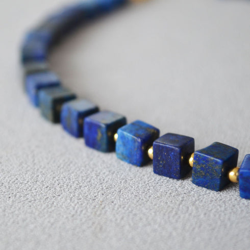 Square Blue Lapis Lazuli Necklace - Zafari Studio - Zafari Jewlery