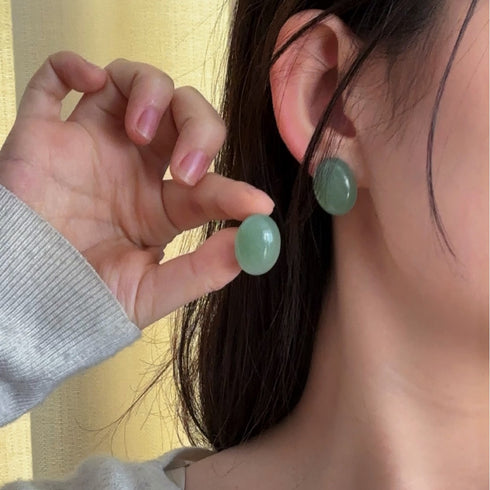 Oval Agate Stud Earrings