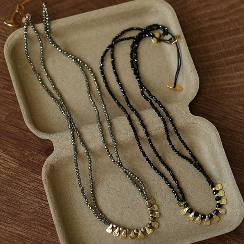 Black Natural Stones Stack Necklace - Zafari Studio Jewelry
