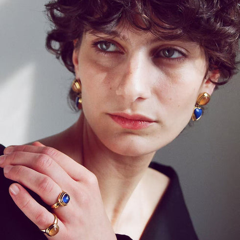 Geometric Gemstone Stud Drop Earrings