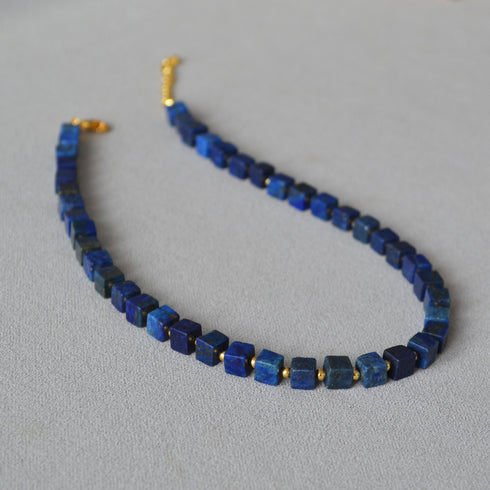 Square Blue Lapis Lazuli Necklace - Zafari Studio - Zafari Jewlery