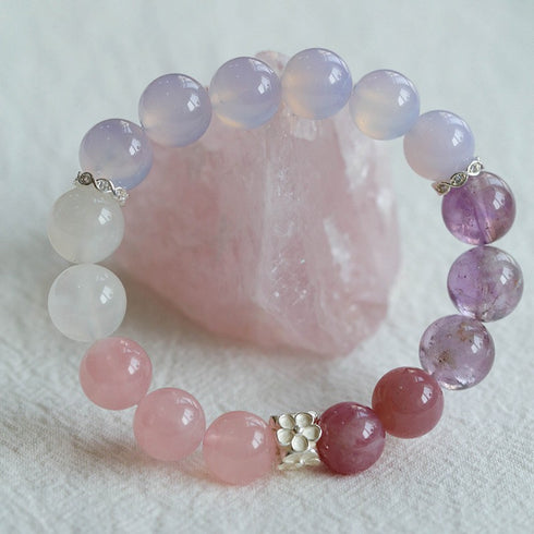 Purple, Rose Crystal Beads Bracelet - Zafari Studio Jewelry