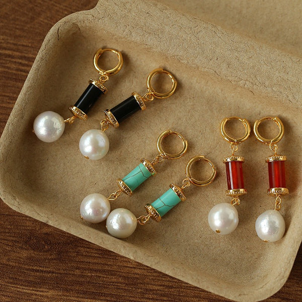 Star Pearl, Black Agate Stud Earrings (Copy) - Earrings | ZAFARI Studio Jewelry