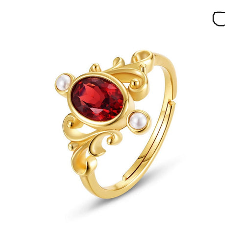 Natural Garnet Ring Open Closure - Zafari Studio Jewelry