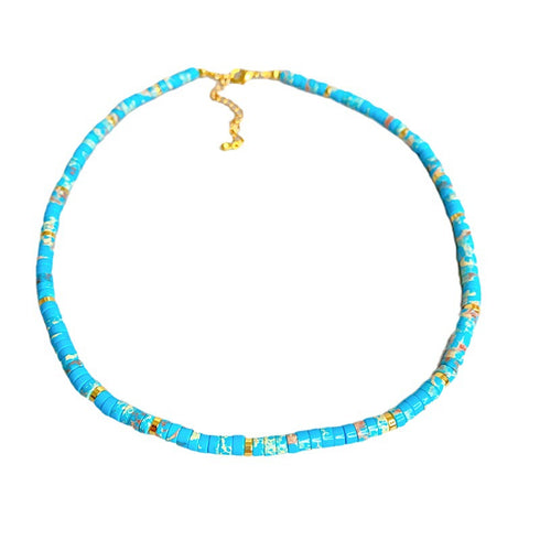Turquoise Beaded Choker Necklace - Zafari Studio Jewelry