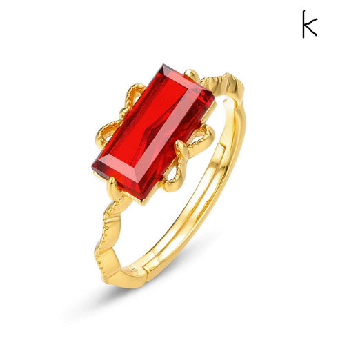 Natural Garnet Ring Open Closure - Zafari Studio Jewelry