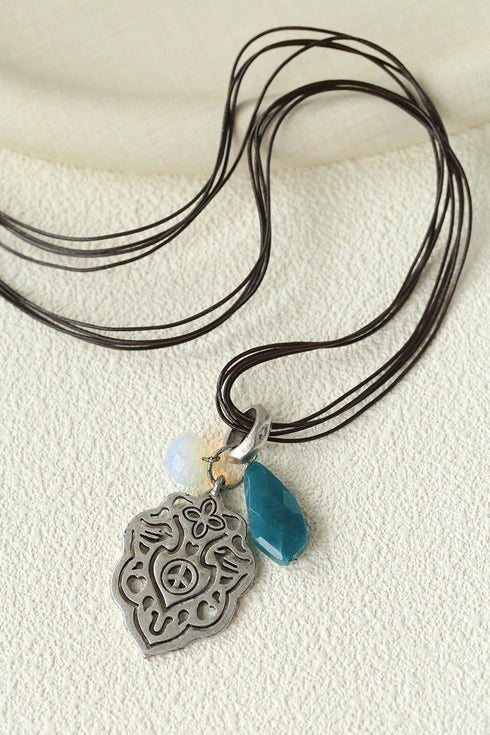 Vintage Carved Totem Leather Cord Necklace - Zafari Studio Jewelry