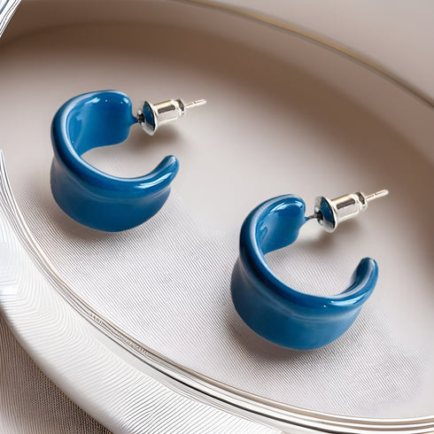 Wide C Hoop Earrings - Zafari Studio Jewelry