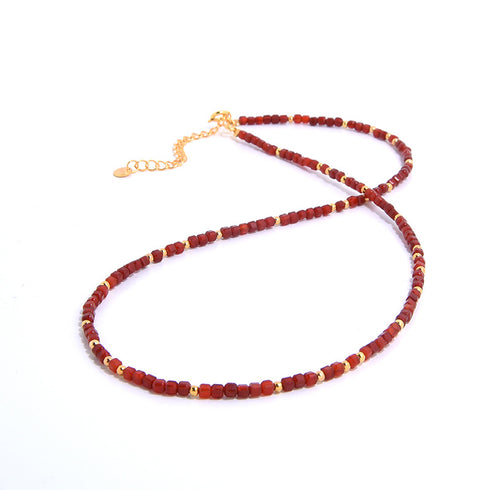 Red Agate Beaded Necklace - Zafari Studio Jewelry