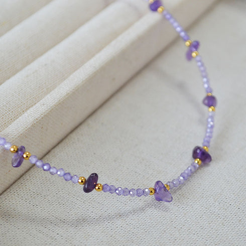Amethyst Garnet Beaded Necklace - Zafari Studio Jewelry