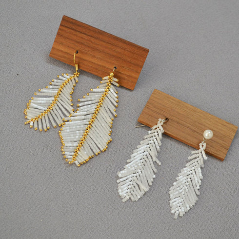 Mini Beaded Feather Earrings - Zafari Studio Jewelry