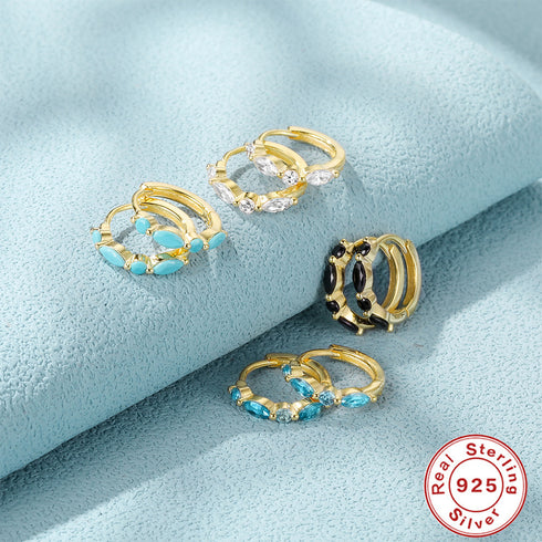 Stones CZ Hoop Earrings - Zafari Studio Jewelry