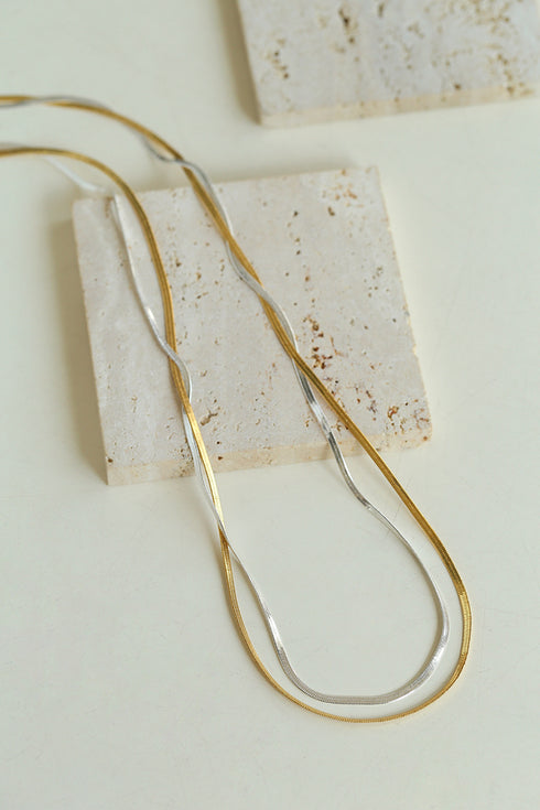 Mixed Metal Snake Chain Necklace - Necklaces | ZAFARI Studio Jewelry