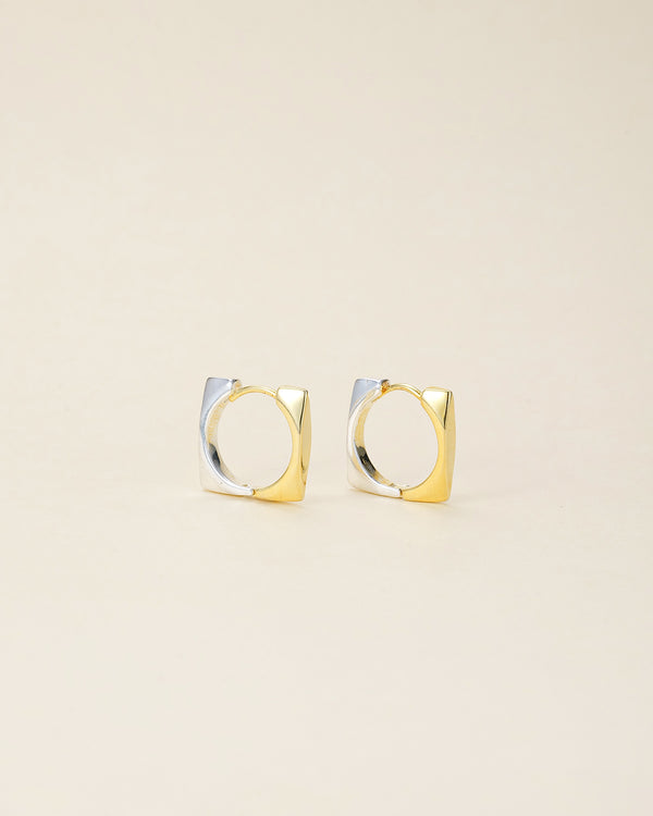 Two-Tone Square Silver Stud Earrings - Zafari Studio Jewelry