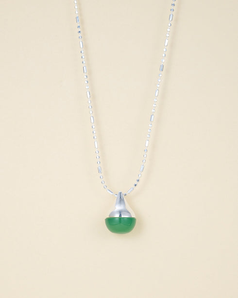 Green Agate Teardrop Pendant Sterling Silver Necklace - Zafari Studio Jewelry