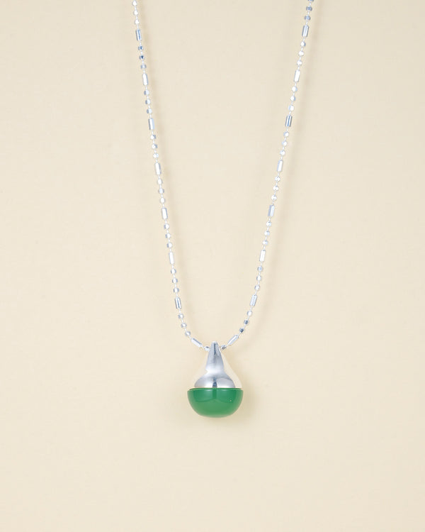 Green Agate Teardrop Pendant Sterling Silver Necklace - Zafari Studio Jewelry