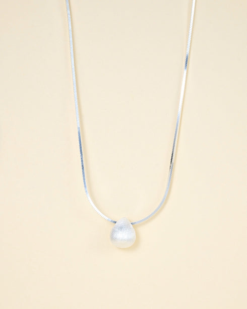 Brushed Teardrop Pendant Sterling Silver Necklace - Zafari Studio Jewelry