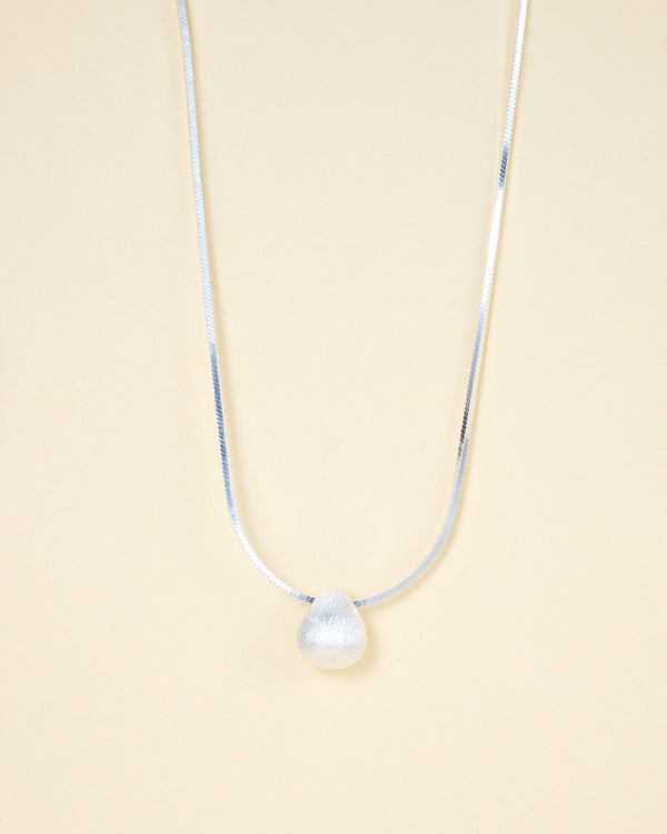 Brushed Teardrop Pendant Sterling Silver Necklace - Zafari Studio Jewelry