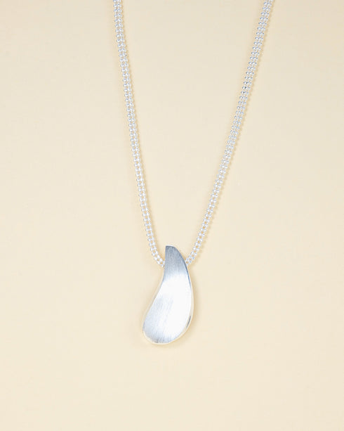 Sterling Silver Textured Petal Pendant Necklace - Zafari Studio Jewelry
