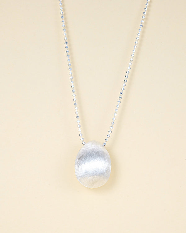 Sterling Silver Bead Chain Brushed Dome Pendant Necklace - Zafari Studio Jewelry