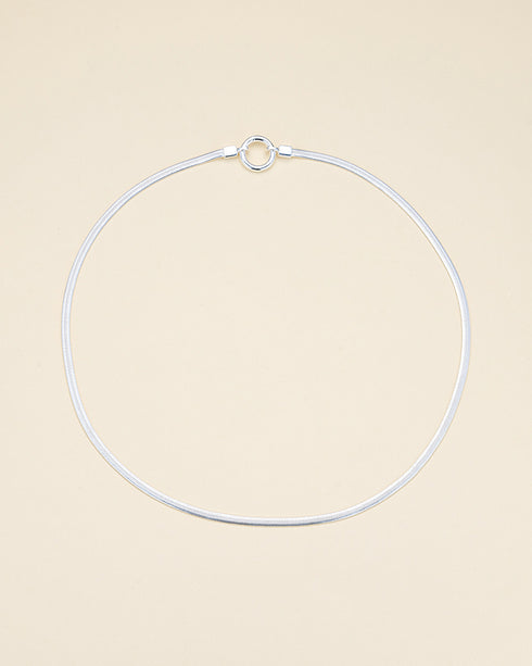 Sterling Silver Snake Bone Chain Circle Pendant Necklace - Zafari Studio Jewelry
