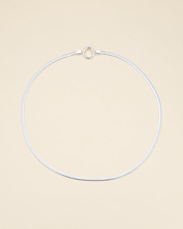 Sterling Silver Snake Bone Chain Circle Pendant Necklace - Zafari Studio Jewelry