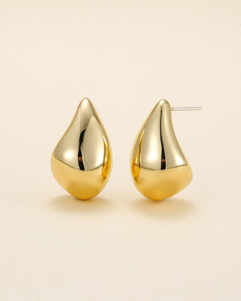 Teardrop Gold Stud Earrings