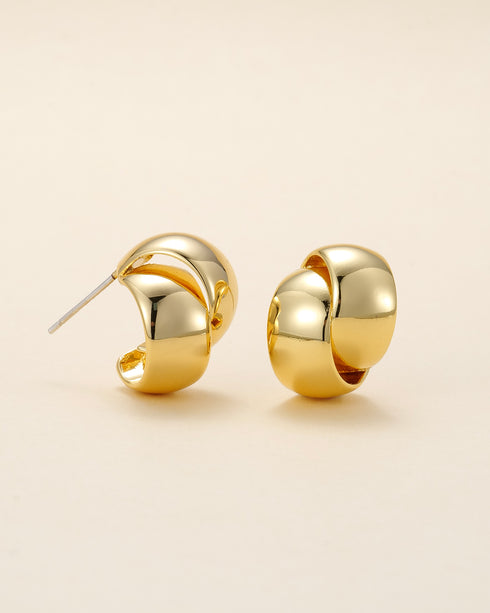 Twist C-Shape Gold Earrings