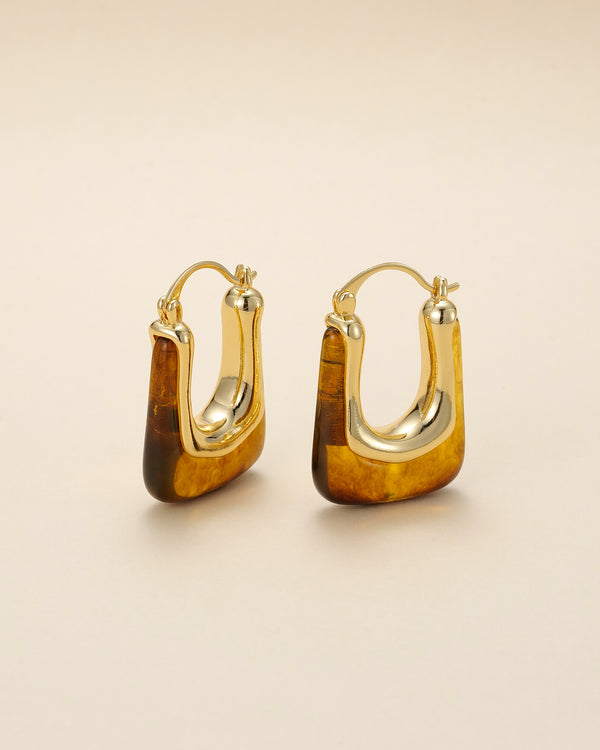 Resin & Gold Sculpted Hoop Earrings