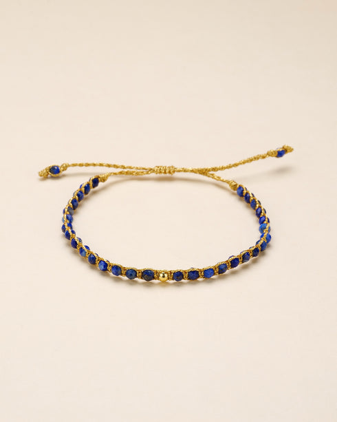 Blue Gem Gold Beaded Bracelet