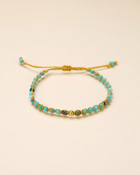 Blue Gem Gold Beaded Bracelet