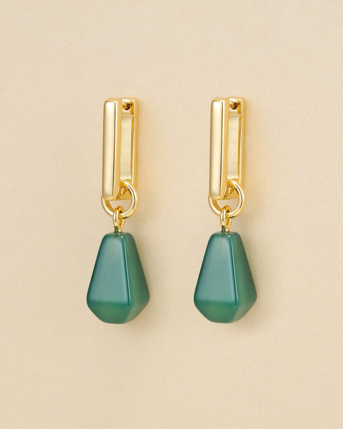 Geometric Green Drop Necklace, Earrings or Full Set