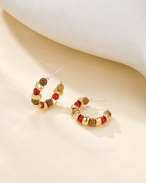 Beaded Color Hoop Earrings