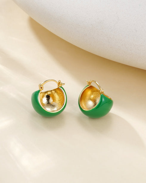 Enamel Dome Green Earrings