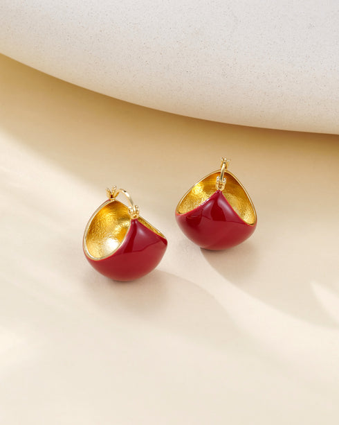 Enamel Dome Green Earrings