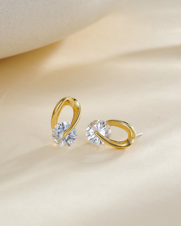 Zirconia & Twist Stud Earrings