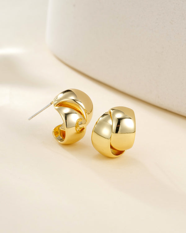 Twist C-Shape Gold Earrings