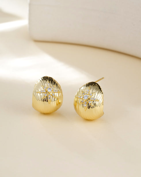 Gold Starburst Dome Earrings