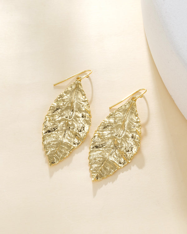 Gold Leaf Hook Earrings