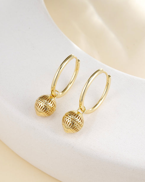 Hollow Lantern Gold Earrings