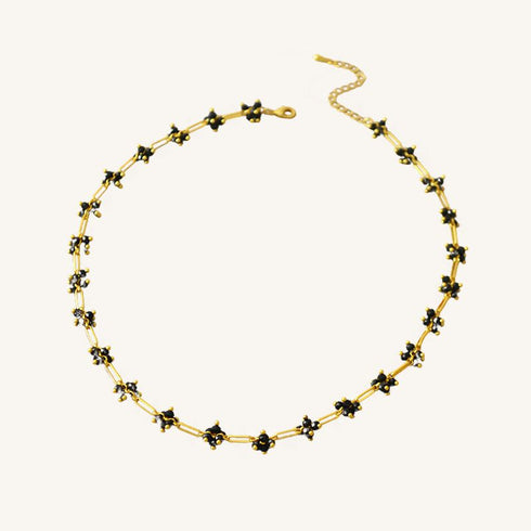 Handwoven Shimmering Black Crystal Necklace - Zafari Studio Jewelry