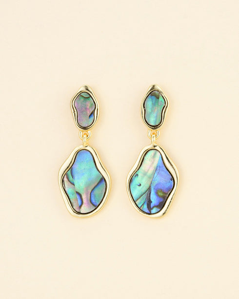 Abalone Shell & Gold Drop Earrings - Zafari Studio Jewelry
