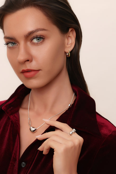 Asymmetric Bead Necklace Sterling Silver